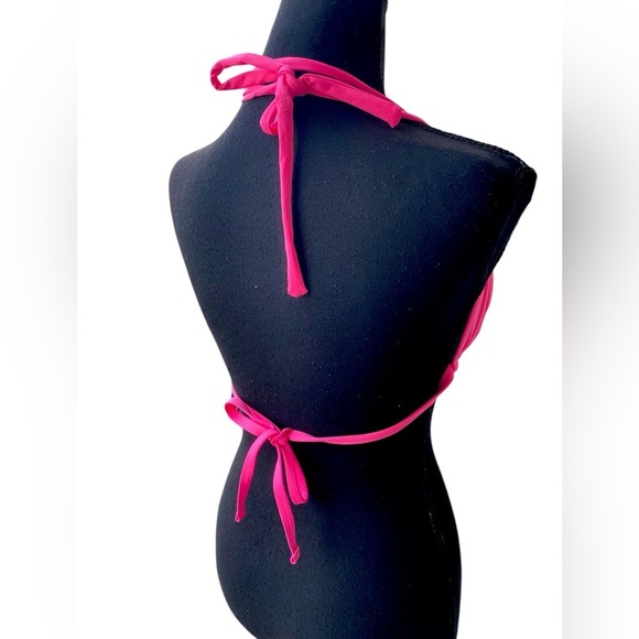 La Blanca Women’s Island Goddess Bright Pink Halter Triangle Bikini Top Size 10 - Picture 4 of 11